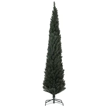 HOMCOM Brad Artificial de Craciun cu 538 Ramuri, Brad de Craciun Ingust si Spatios cu Baza de Otel, O55x225 cm, Verde | Aosom Romania imagine