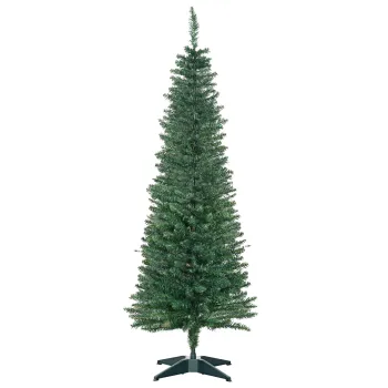 HOMCOM Brad Artificial de Craciun cu Crengi Realiste, Brad Inalt si Ingust cu Baza din Plastic, O46x150 cm, Verde | Aosom Romania imagine