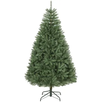 HOMCOM Brad Artificial de Craciun de 180 cm, Brad de Craciun Fals cu Ramuri Dense pe Balama, Baza Metalica Pliabila, Structura pe Sectiuni Usor de Asamblat, Verde | Aosom Romania imagine