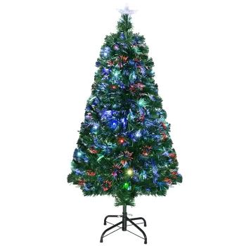 HomCom brad artificial, pom de Craciun, brad verde cu 16 becuri LED, decoratiune de Craciun 120 cm | AOSOM RO imagine