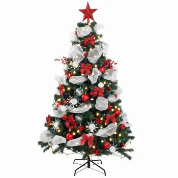 HOMCOM Brad Craciun 180cm cu 200 LED-uri Telecomanda, 8 Moduri, 800 Ramuri | Aosom Romania imagine