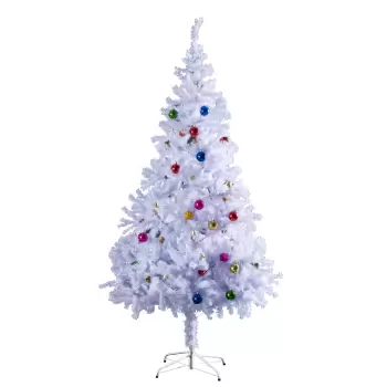 HomCom Brad de Craciun 150 cm con 680 Ramuri Impodobit, Alb imagine