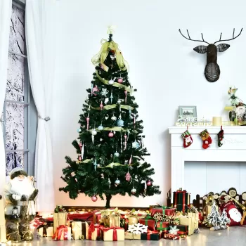 HOMCOM Brad de Craciun 180cm, brad artificial baza , brad verde, decoratiune de craciun | AOSOM RO imagine