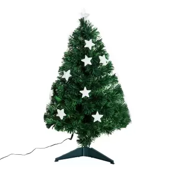 HomCom Brad de Craciun 90cm cu 90 Ramuri din PVC cu Fibra Optica si 12 becuri LED imagine