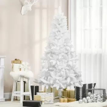 HOMCOM Brad de Craciun alb de 180 cm cu 550 de ramuri, brad artificial din PVC pentru interior, O116x180cm | AOSOM RO imagine