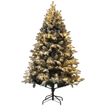 HOMCOM Brad de Craciun Artificial cu 200 luminite LED, 793 Ramuri, Crengi Pliabile si Baza Pliabila, O116x180 cm, Verde | Aosom Romania imagine