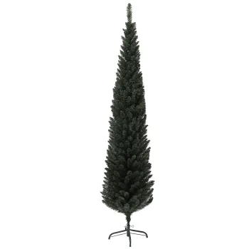 HOMCOM Brad de Craciun Artificial Inalt de 195 cm cu 390 Crengi, Ingust si Spatiu Economic, O55x195 cm, Verde | Aosom Romania imagine