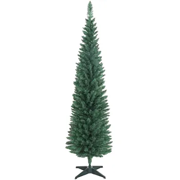 HOMCOM Brad de Craciun artificial slim 180 cm cu 321 de ramuri, aspect de brad, cu baza din plastic, verde | Aosom Romania imagine