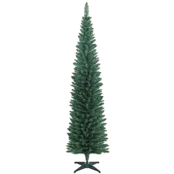 HOMCOM Brad de Craciun artificial Slim 210 cm cu 401 ramuri, model brad, baza din plastic, verde | Aosom Romania imagine