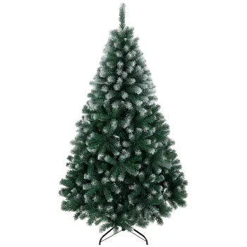 HOMCOM Brad de Craciun cu 700 Ramuri Ignifuge, Efect Inzapezit Realist si Baza din Otel, 100x100x180 cm, Verde | Aosom Romania imagine