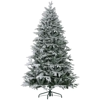HOMCOM Brad de Craciun cu Zapada Artificiala cu 2531 Crengi, Brad de Craciun cu Baza Pliabila, O114x180 cm, Verde | Aosom Romania imagine