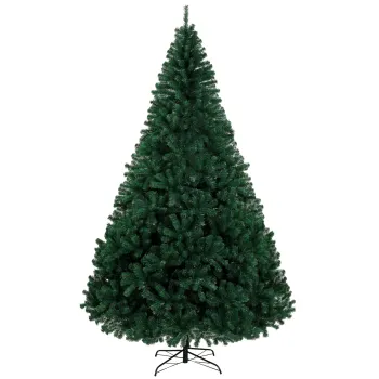 HOMCOM Brad de Craciun de tip molid 270 cm cu crengi articulate 2418 varfuri din PVC ignifug montaj rapid suport din otel verde | Aosom Romania imagine