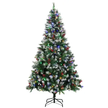 HOMCOM Brad de Craciun Inazapezit 180 cm cu 250 LED-uri 11 Moduri Telecomanda 840 Varfuri 34 Conuri si 34 Bobite Verde | Aosom Romania imagine