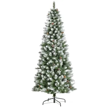 HOMCOM Brad de Craciun Inzapezit cu 630 Ramuri si 37 Conuri, Brad Artificial cu Baza Detasabila, O75x180 cm, Verde | Aosom Romania imagine