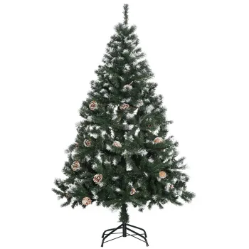 HOMCOM Brad de Craciun Inzapezit cu Conuri, Brad Artificial cu Deschidere Automata si Baza Pliabila, O85x150 cm, Verde | Aosom Romania imagine