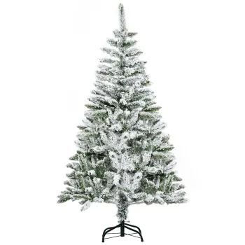 HOMCOM Brad de Craciun Inzapezit inalt 150 cm cu 358 de ramuri ignifuge si baza din otel, Verde | Aosom Romania imagine
