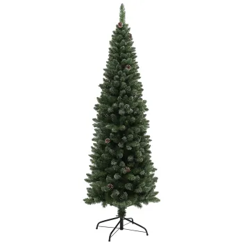 HOMCOM Brad de Craciun Inzapezit Inalt cu 618 Crengi, Brad Artificial de Craciun cu Conuri si Baza, O70x180 cm, Verde | Aosom Romania imagine