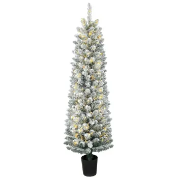 HOMCOM Brad de Craciun Nins cu 150 LED-uri 150 cm 8 Moduri 250 Ramuri Verde si Alb | Aosom Romania imagine