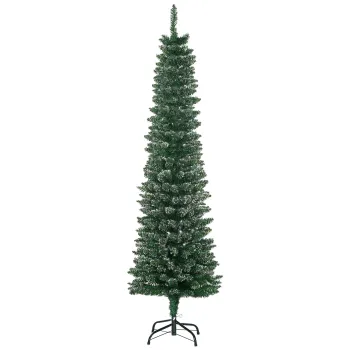 HOMCOM Brad de Craciun Slim Nins cu 443 de Ramuri, Baza Detasabila si Pliabila, O48x165 cm, Verde | Aosom Romania imagine