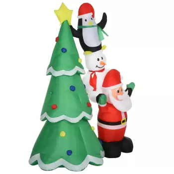 HomCom brad gonflabil, decoratiune Craciun cu led, 243 cm | AOSOM RO imagine