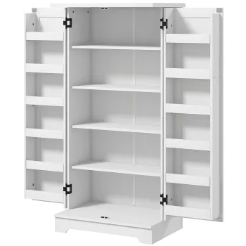 HOMCOM Bufet bucatarie dulap de bucatarie 5 niveluri cu usi si rafturi reglabile 60l x 40P x 120H cm aspect lemn crem | Aosom Romania imagine