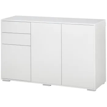 HOMCOM Bufet Comoda Antric, 2 Sertare, Push-Click, 117 cm x 36 cm x 74 cm, Alb | Aosom Romania imagine