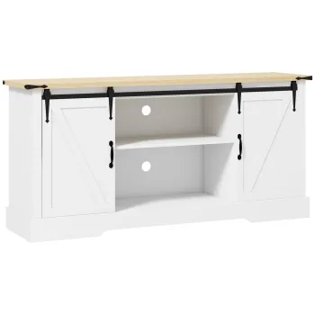 HOMCOM Bufet corp de depozitare cu 2 usi glisante rafturi reglabile 150l x 40P x 72H cm din lemn alb stejar | Aosom Romania imagine