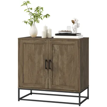 HOMCOM Bufet de Bucatarie cu 2 Nivele si Raft Reglabil, Mobilier din Pal Melaminat si Otel, 80x40x78 cm, Lemn Natural | Aosom Romania imagine