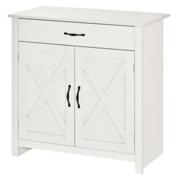 HOMCOM Bufet de Bucatarie cu Sertar 2 Usi si Raft Interior Mobilier Auxiliar Decorativ 80x39,7x80 cm Alb Spalat | Aosom Romania imagine