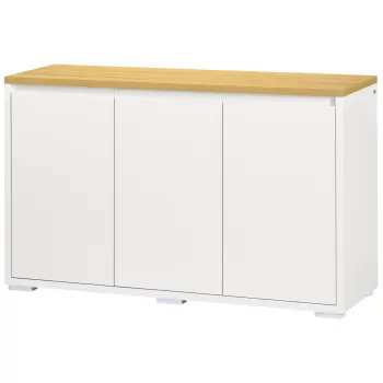 HOMCOM Bufet de Bucatarie, Dulap de Depozitare cu Trei Usi si Rafturi Reglabile pentru Camera de Zi, Holul de la Intrare, Alb imagine