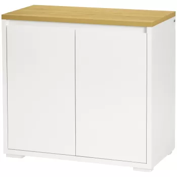 HOMCOM Bufet de Bucatarie, Dulap de Depozitare cu Usi Duble si Raft Reglabil pentru Camera de Zi, Holul de la Intrare, Alb imagine