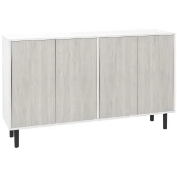 HOMCOM Bufet de bucatarie mobilier de depozitare 2 dulapuri cu rafturi reglabile, 121 x 37 x 75 cm, alb si aspect lemn gri | Aosom Romania imagine