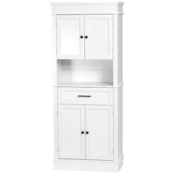 HOMCOM Bufet de cuisine armoire de cuisine multi-rangements 2 dulapuri 2 usi sertar nisa MDF panouri particule E1 alb | Aosom Romania imagine