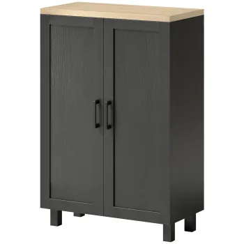 HOMCOM Bufet de Living Ingust cu 2 Usi Dulap de Bucatarie cu Polita Reglabila pentru Hol 60x30x90 cm Negru | Aosom Romania imagine