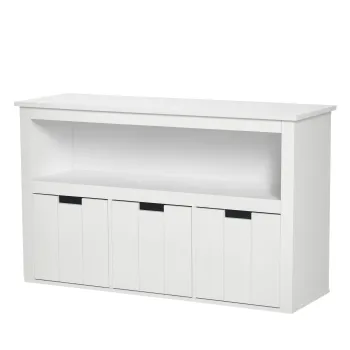 HOMCOM Bufet de Salon cu 3 Sertare Mobilizabile si Rafturi Deschise pentru Carti Jucarii Dulap Auxiliar de Depozitare pentru Dormitor Bucatarie 102x33x61,5 cm Alb | Aosom Romania imagine