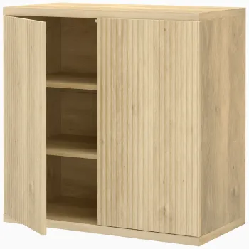 HOMCOM Bufet living, corp de depozitare modern cu usi cu inchidere silentioasa si rafturi reglabile, 78 x 39 x 79 cm, stejar | Aosom Romania imagine