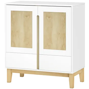 HOMCOM Bufet, mobilier de depozitare cu 2 usi, 2 sertare si raft reglabil, 80 x 40 x 86 cm, alb si stejar | Aosom Romania imagine