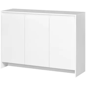 HOMCOM Bufet Modern cu 12 Rafturi Interioare din PAL pentru Bucatarie, Sufragerie si Hol, 120x35x85 cm, Alb imagine