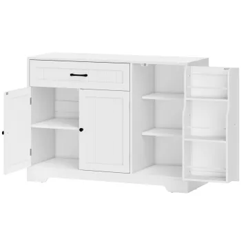 HOMCOM Bufet modern de bucatarie cu sertar, polite reglabile, mic spatiu de depozitare pentru bucatarie cu compartimente pe usa, Alb | Aosom Romania imagine