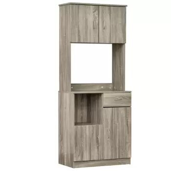 HOMCOM Bufet Modern pentru Bucatarie sau Sala de Pranz, Mobilier Bufet cu Dulapioare si Sertare din Lemn, Gri, 71x41x178cm imagine