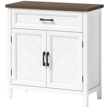 HOMCOM Bufet pentru living, mobilier de depozitare cu 2 usi, sertar si raft reglabil, 76 x 35 x 80 cm, alb | Aosom Romania imagine