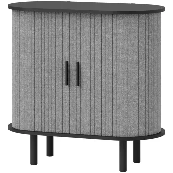 HOMCOM Bufet pentru living, mobilier de depozitare oval cu 2 usi glisante si 2 compartimente, 80 x 40 x 78 cm, gri | Aosom Romania imagine