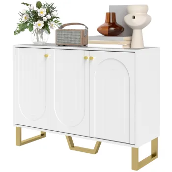 HOMCOM Bufet sufragerie cu dulap cu usi si raft reglabil, 106,5 x 35 x 77,5 cm, alb | Aosom Romania imagine