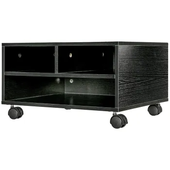 HOMCOM Cabinet pentru Imprimanta cu 2 Rafturi, Birou din Lemn si Cabinet de studiu cu Roti, 47x40x22.5 cm, Negru imagine