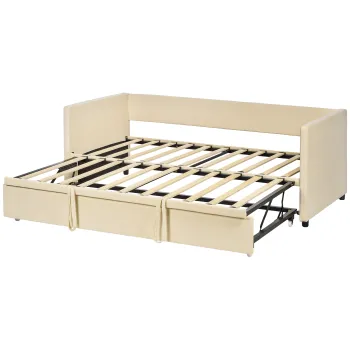 HOMCOM Cadru de canapea-pat 2-in-1, canapea 2 locuri si pat dublu, compatibil cu doua saltele de 90 x 190 cm | Aosom Romania imagine