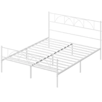 HOMCOM Cadru de pat 160x200 cm cu tablie, suport lamele din otel, depozitare sub pat | Aosom Romania imagine