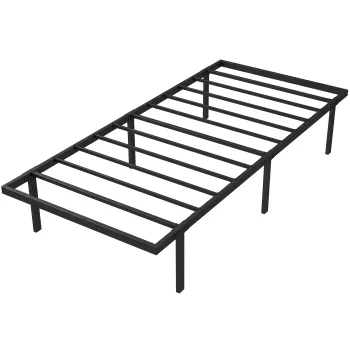 HOMCOM Cadru de pat cu spatiu de depozitare, cadru metalic, fara somiera, 90 x 200 cm | Aosom Romania imagine
