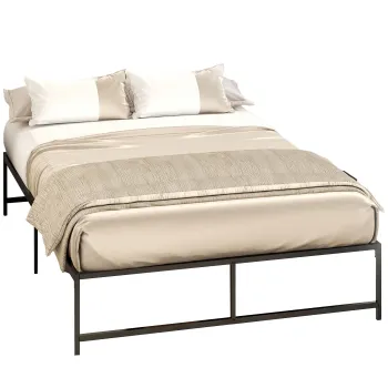 HOMCOM Cadru de pat dublu 140 x 190 cm, pat dublu 2 persoane din otel, inaltime 31 cm cu depozitare, somiera cu lamele, negru | Aosom Romania imagine