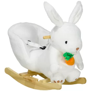 HOMCOM Cal Balansoar pentru Copii, Scaun Balansoar de Plus pentru Copii in Forma de Iepure cu Ham de Siguranta imagine