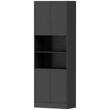 HOMCOM Camara de bucatarie 170 cm, dulap cu raft reglabil, negru aspect lemn | Aosom Romania imagine